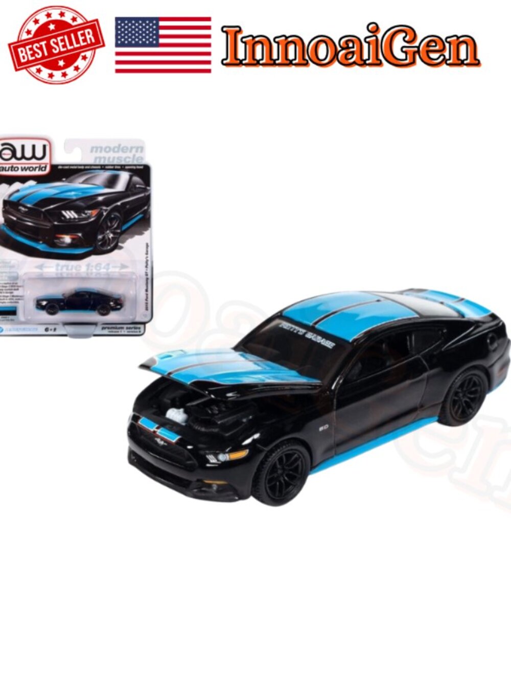 Auto World Modern Muscle 2015 Ford Mustang GT Petty's Garage 1:64 Diecast Car